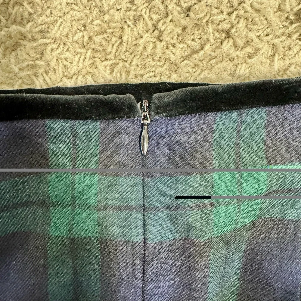 VTG‎ Brooks Brothers Wool Black Watch Plaid Knee Length Pencil Skirt Women's 12
